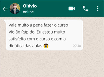 Mensagem de Olávio elogiando a didática das aulas