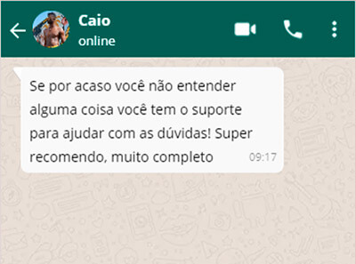 Mensagem de Caio elogiando o suporte